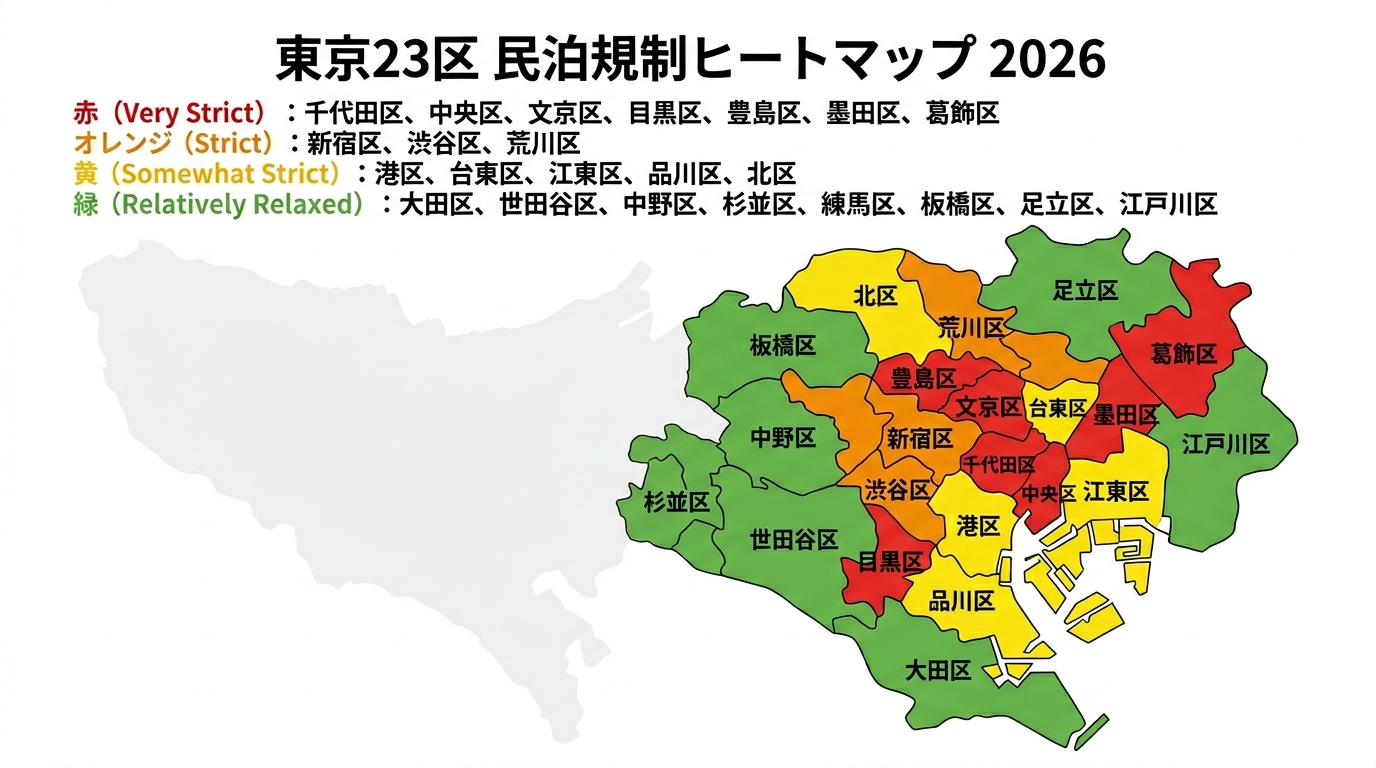 東京23区 民泊規制マップ（2026年版）