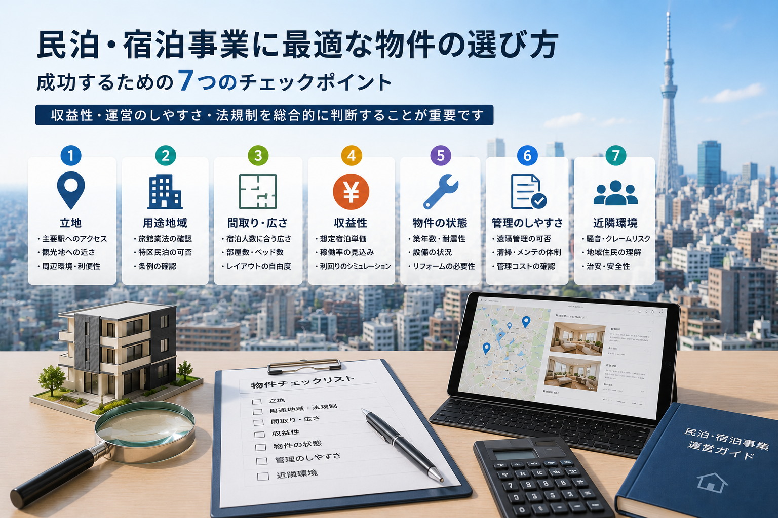 宿泊事業向け物件選びのイメージ