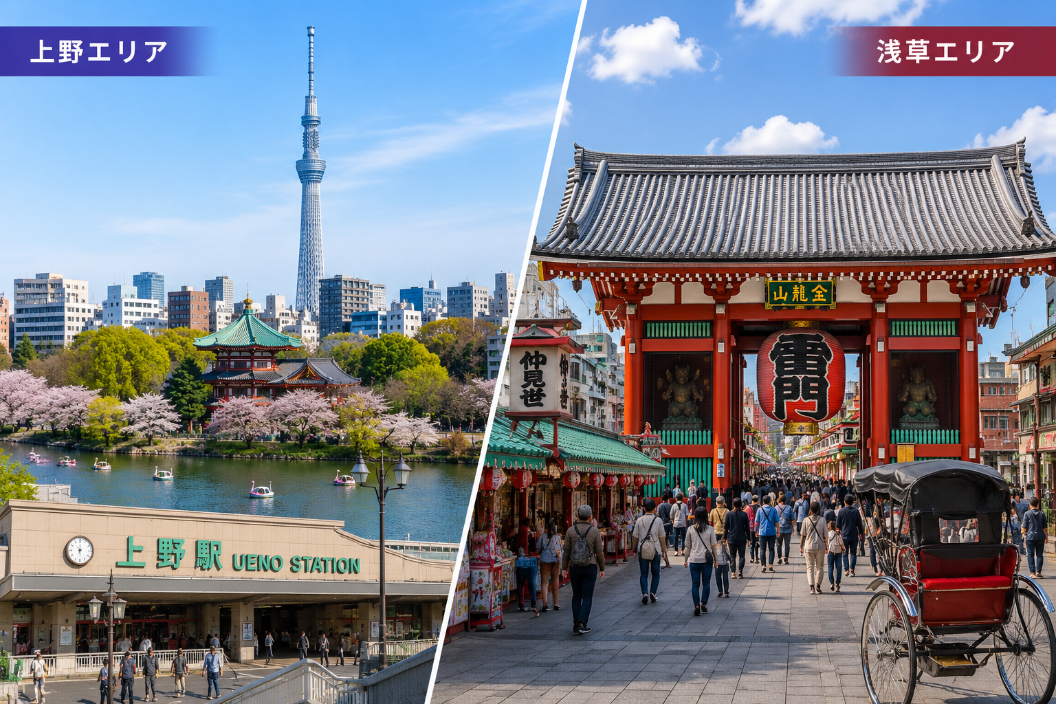 Ueno and Asakusa area sightseeing and accommodation